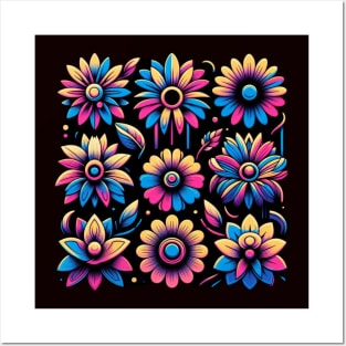 Neon flowers t-shirt Posters and Art